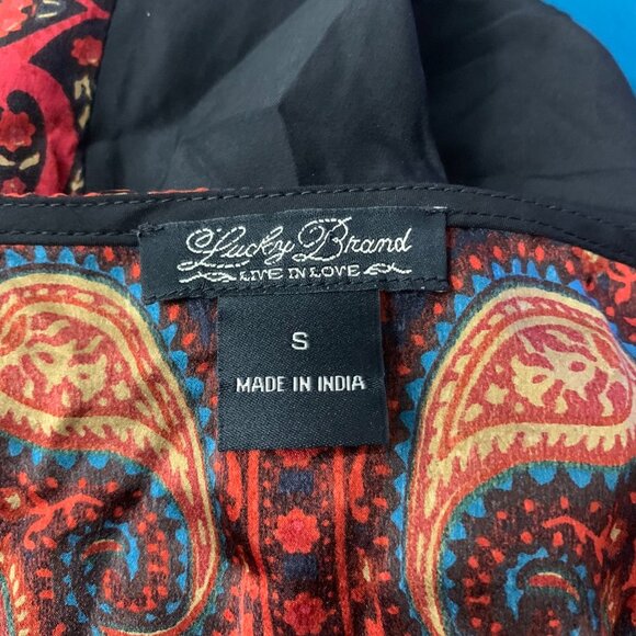 Lucky Brand Silk Paisley Long Sleeve Shift Dress Boho - Picture 7 of 10